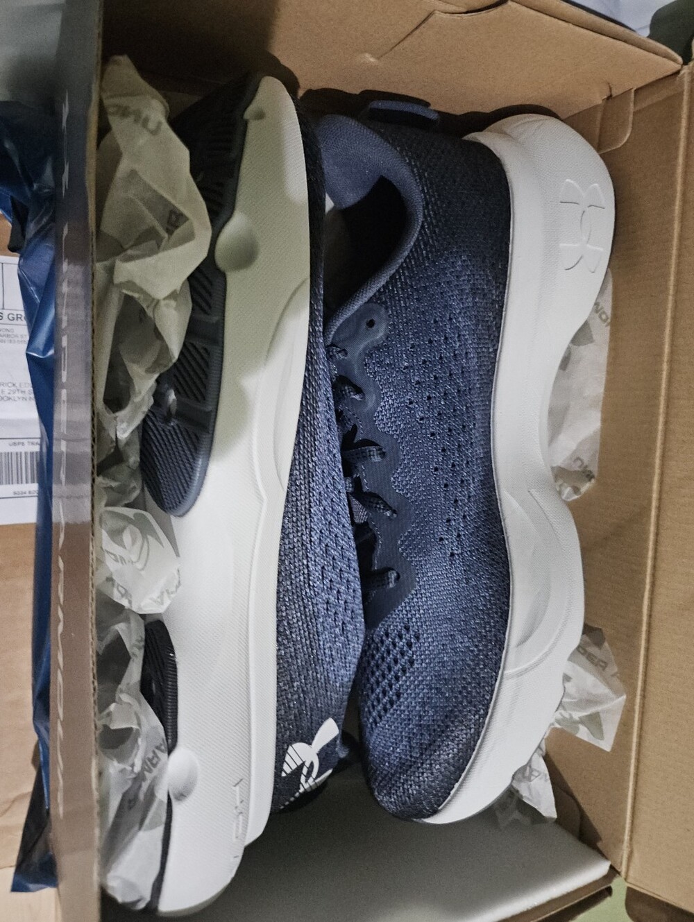 Under Armour Men’s Navy and White Running Sneakers